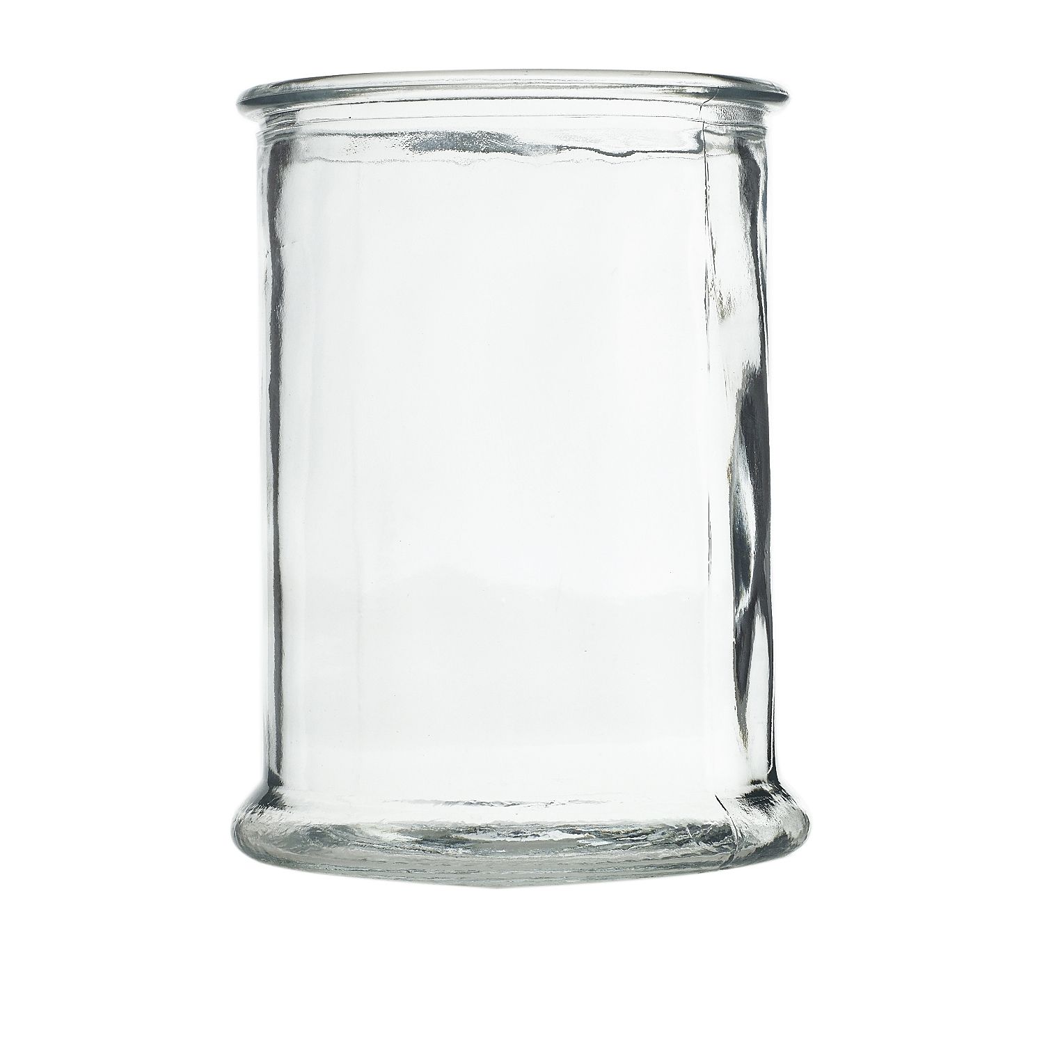 This wide-base hurricane makes a classic, understated home for flowers or candles. Dimensions: 5" x 5" x 7" Opening Size: 4" Material: Glass Color: Clear